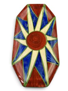 Clarice Cliff ORIGINAL BIZARRE (OB) shape 334 sandwich server, 29.5cm, circa 1928.