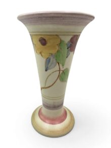 Clarice Cliff GLORIA GARDEN (variant) shape 280 trumpet vase, circa 1930.
