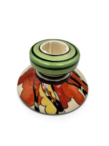 Clarice Cliff HONOLULU pattern candlestick, 5.5cm. Shape 331. Art Deco, circa 1933.