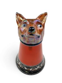Maling Pottery vintage FOX HEAD stirrup cup, circa late 1920s/early 1930s. Rare!