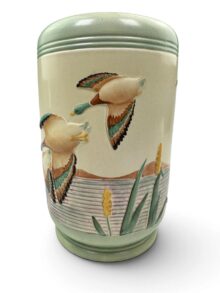 Tall Maling pottery FLIGHT pattern vase, shape 110, 19.5cm. Art Deco circa 1930s.