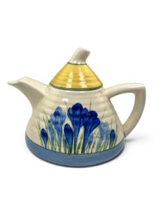 Rare Clarice Cliff BLUE CROCUS Lynton shape Teapot. Art Deco original. Circa 1934.